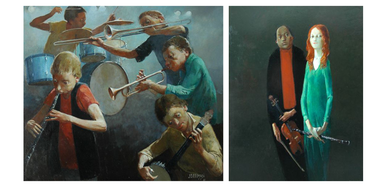 This work is part of the upcoming John Beeman Exhibition at Red Hill Gallery in 2012 "The Band" 72 x 62  &  "Duo"  44 x 82