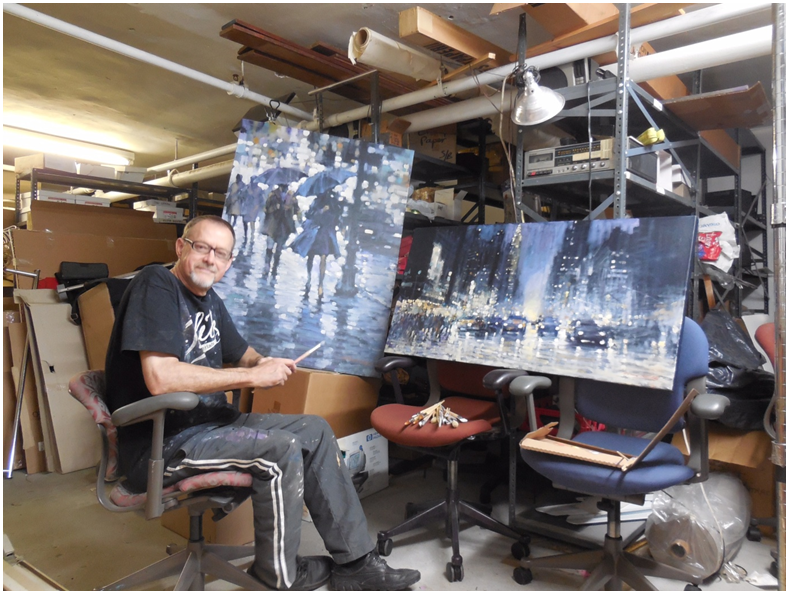 David Hinchliffe at work in a sub-basement in New York